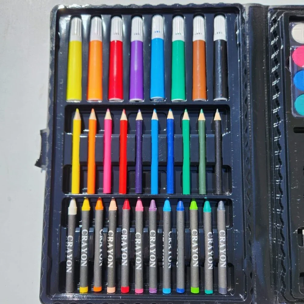 Art Set Kit Colored Pencils Watercolor Crayons Markers Oil Pastels For Kids Begi